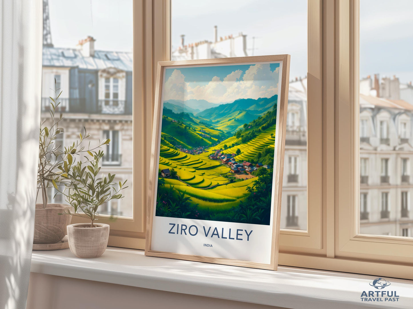 Ziro Valley India Travel Poster, Scenic Landscape Wall Art, Vibrant Nature Print, Perfect Gift for Home Decor, Artful Travel Display