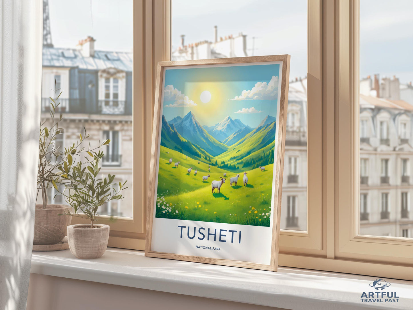 Vintage Travel Poster Tusheti National Park Art Print, Colorful Landscape Wall Art Decor, Nature Scenic Illustration Gift