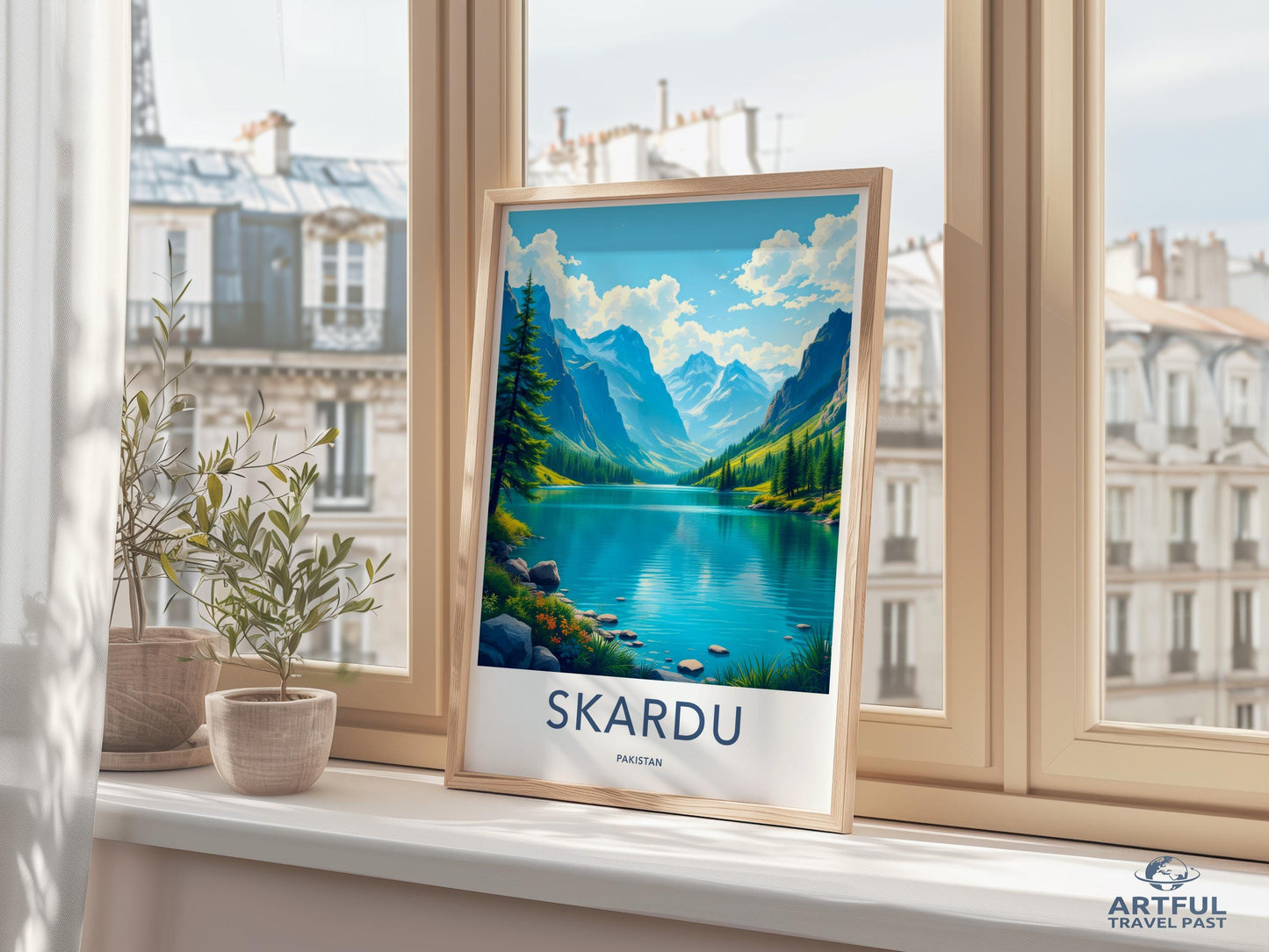 Scenic Skardu Travel Poster, Beautiful Mountain Landscape Wall Art, Vibrant Nature Print, Home Decor, Artistic Travel Souvenir