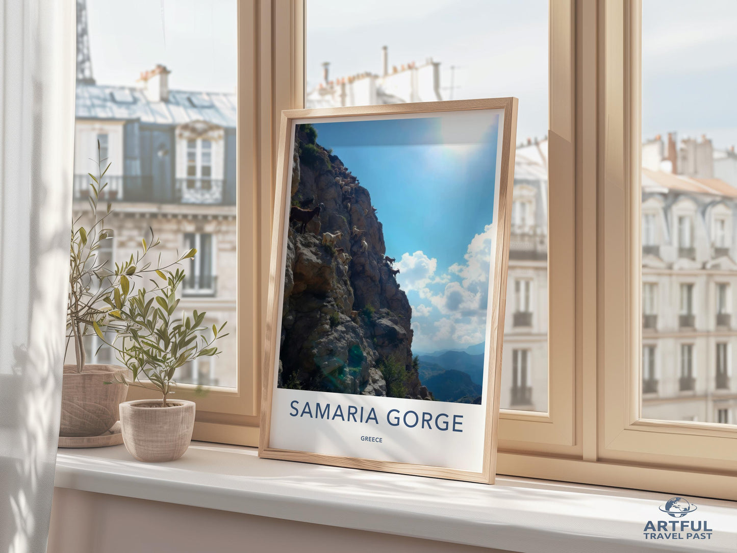 Samaria Gorge travel poster, Greece landscape art, nature wall decor, scenic art print, home decor, travel gift, mountain view art