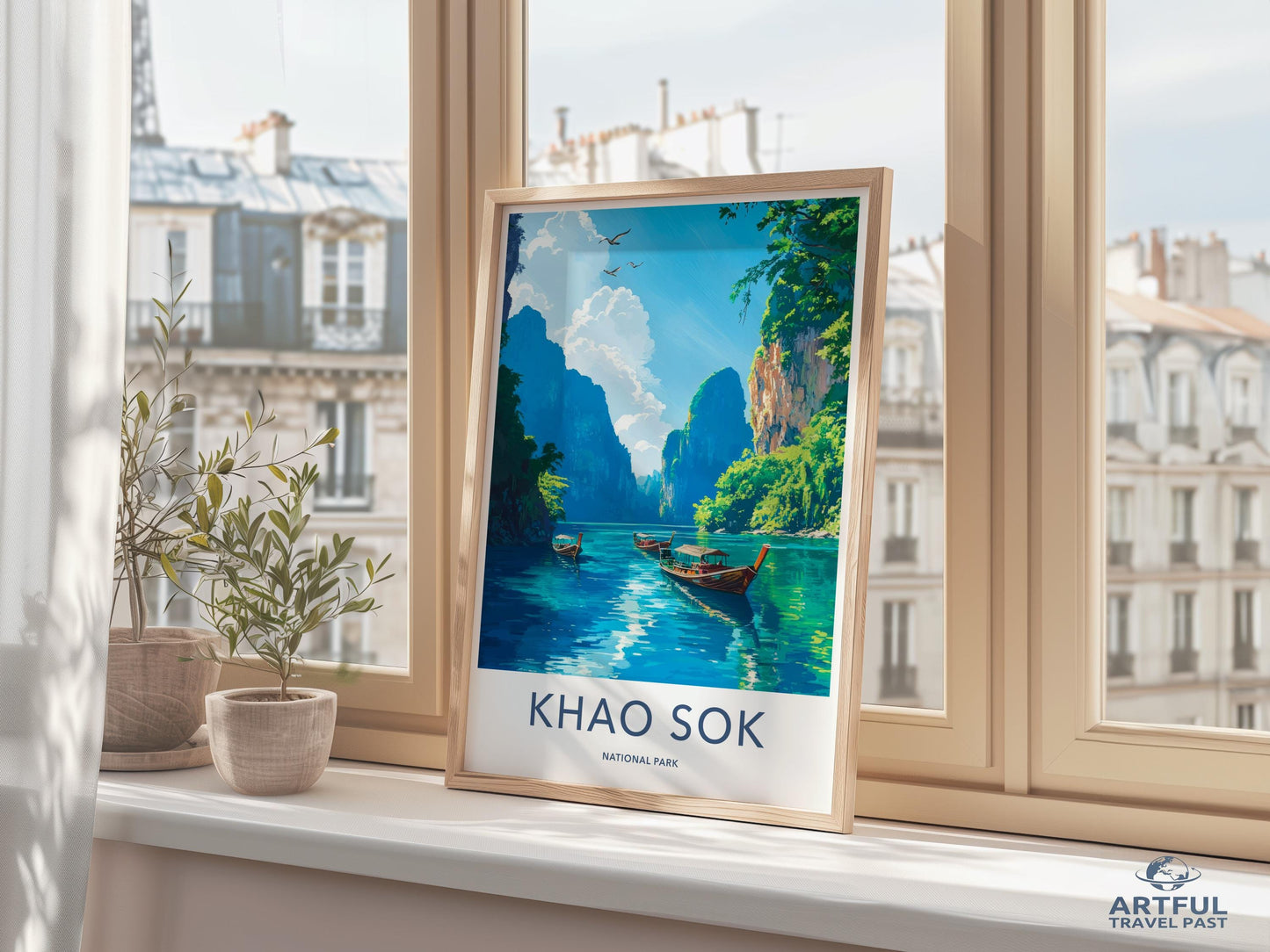Khao Sok National Park Poster, Artful Travel Past Collection, Scenic Landscape Print, Wall Art Decor, Gift for Travelers