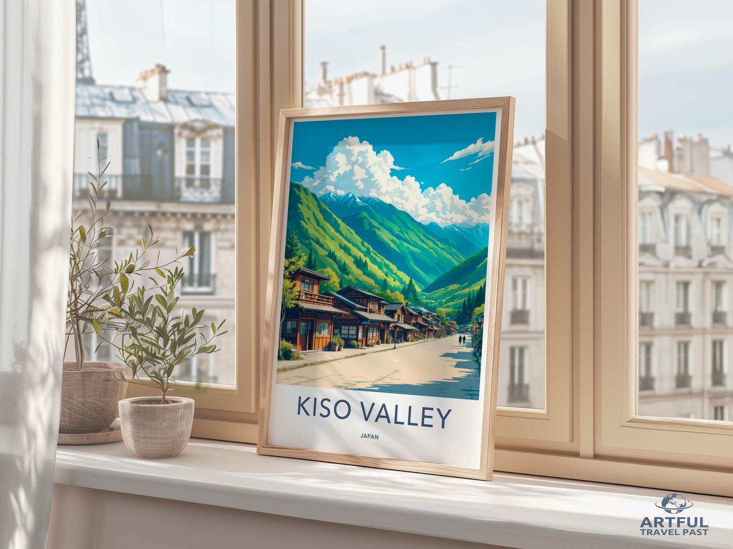 Kiso Valley Japan Art Print, Scenic Landscape Wall Art, Travel Poster, Nature Illustration, Modern Home Decor, Mountain View Artwork