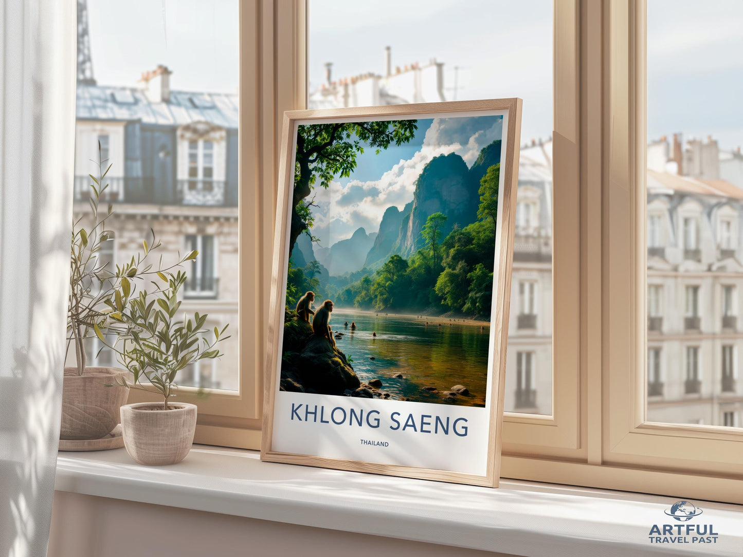 Klong Saeng travel poster, Thailand nature print, scenic landscape art, wall decor, home office decoration, gift idea, art print