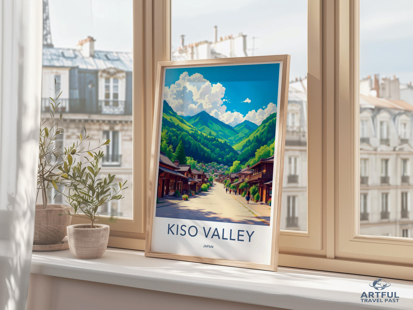 Kiso Valley Japan Travel Poster Wall Art, Mountain Scenery Print, Japanese Landscape Decor, Vintage Style Home Decor