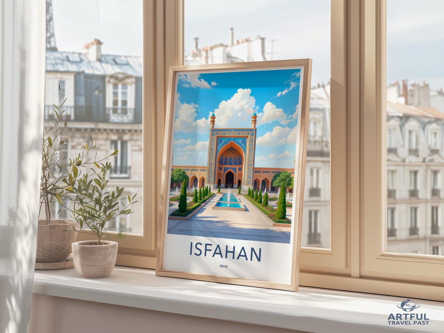 Isfahan Travel Poster, Iran Wall Art Print, Architecture Illustration, Middle Eastern Decor, Modern Home Decor, Gift for Travelers