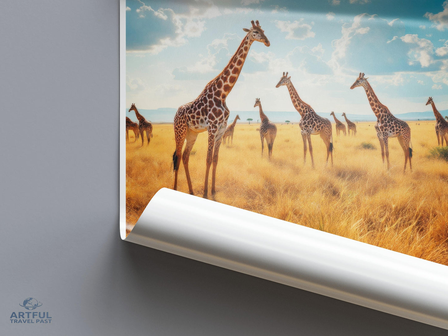 Giraffe Wildlife Art Print, Safari Animals Wall Decor, Nature Landscape Poster, African Wildlife Photography, Animal Lover Gift