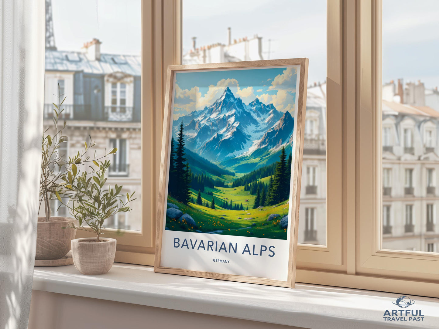 Bavarian Alps Poster, Germany Travel Print, Scenic Mountain Art, Nature Landscape Poster, Home Decor Wall Art, Gift for Travelers