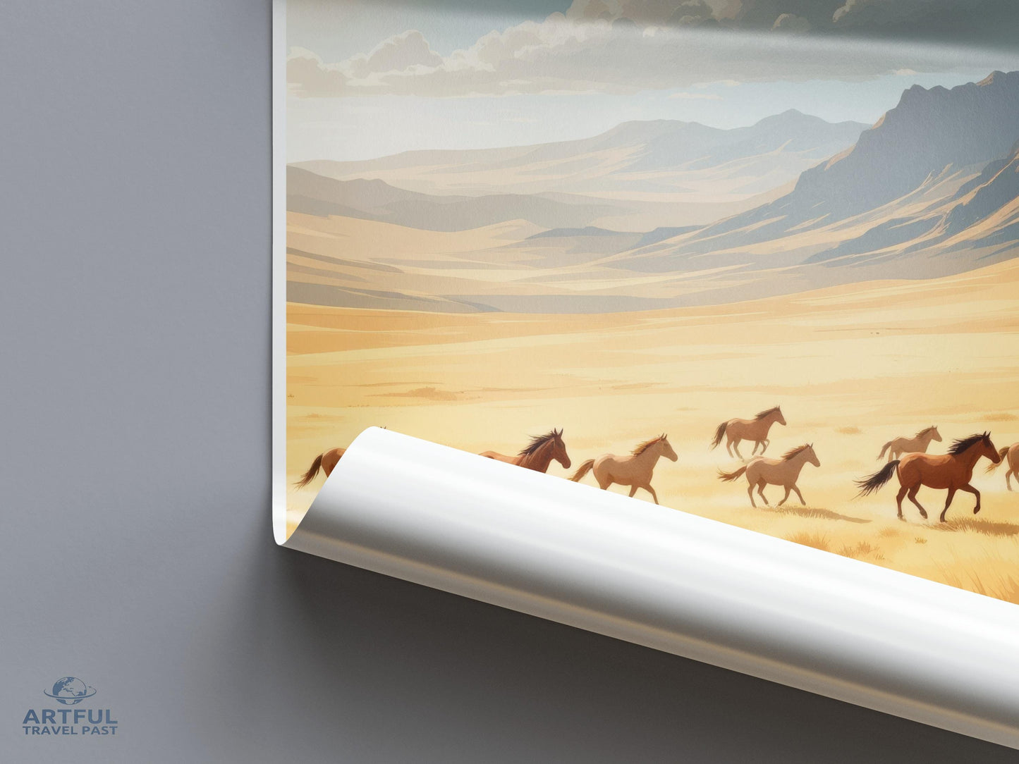Wild Horses Running Wall Art, Desert Landscape Print, Nature Inspired Home Decor, Western Artwork for Living Room, Unique Gift Idea