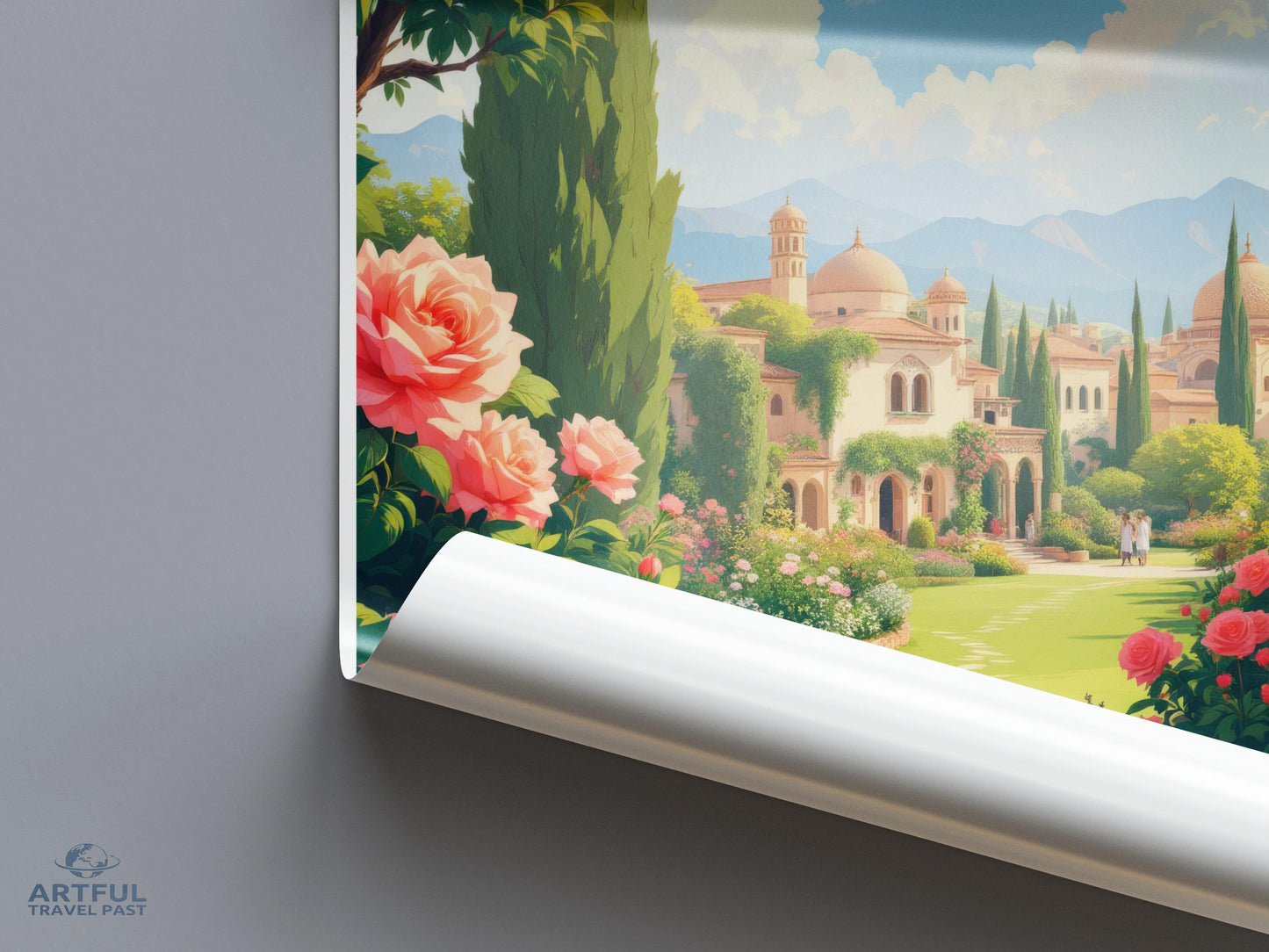 Beautiful Dreamy Landscape Art Print, Nature Scene Poster, Vibrant Wall Decor, Serene Garden Scenery, Ideal for Home Decoration