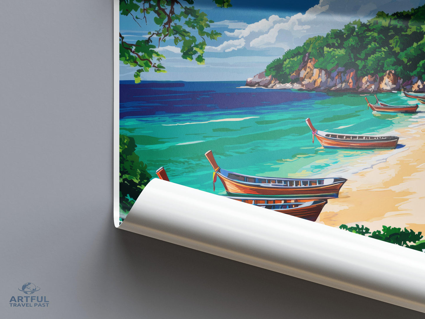 Tropical Beach Wall Art, Coastal Landscape Poster, Ocean View Print, Scenic Seaside Decor, Relaxing Beach Scene Artwork
