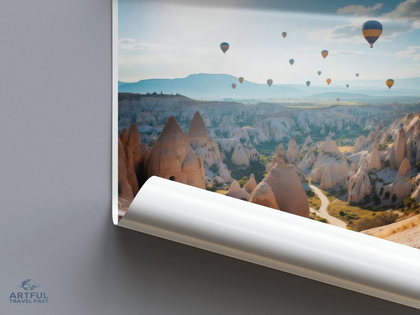 Hot Air Balloons Over Cappadocia Wall Art Print, Scenic Landscape Poster, Travel Photography Decor, Turkish Adventure Home Decor