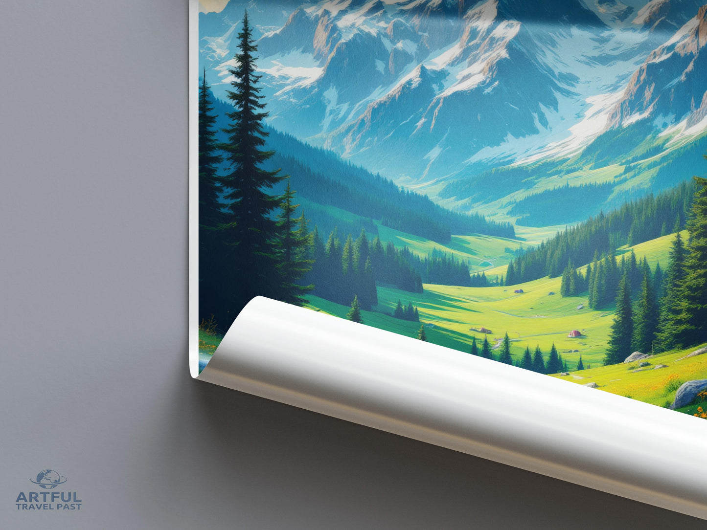 Mountain Landscape Wall Art, Scenic Nature Poster, Alpine Valley Print, Home Decor, Living Room Picture, Mountain View Artwork