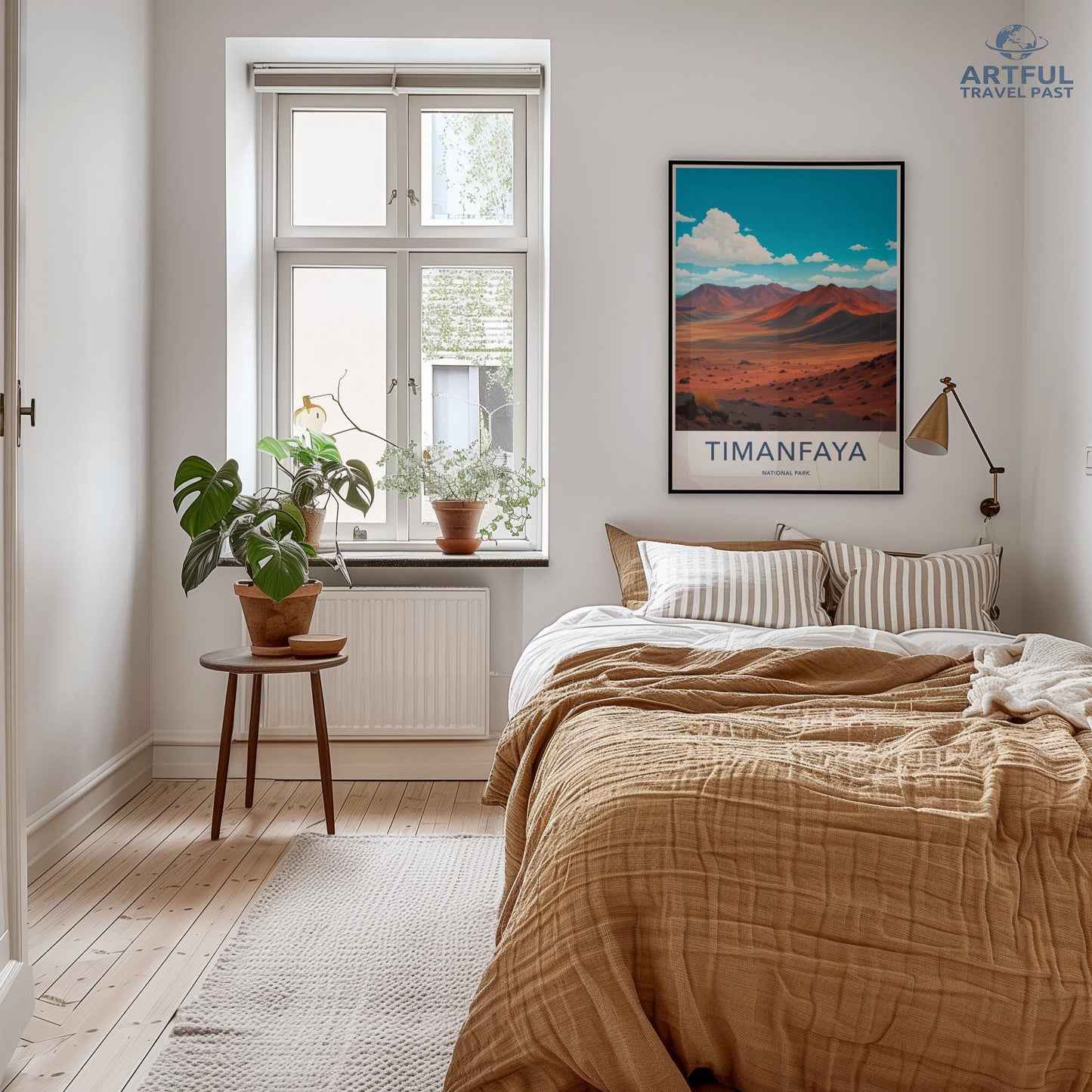Timanfaya National Park Art Print, Timanfaya Volcanic Landscape Poster, Modern Travel Wall Decor, Bedroom Nature Art Print