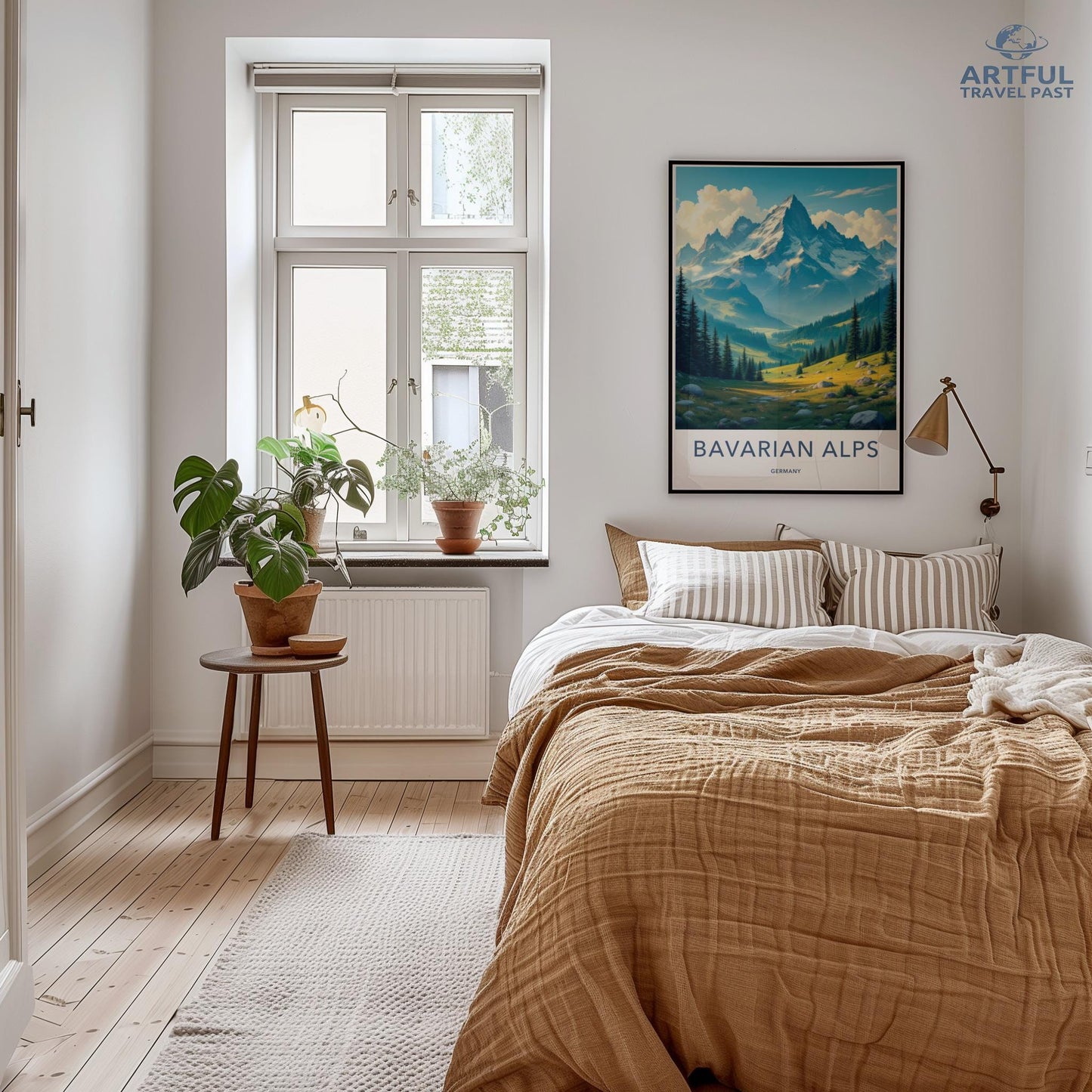 Bavarian Alps Poster, Mountain Landscape Wall Art, Travel Print, Home Decor, Nature Artwork, Bedroom Decoration, Rustic Style
