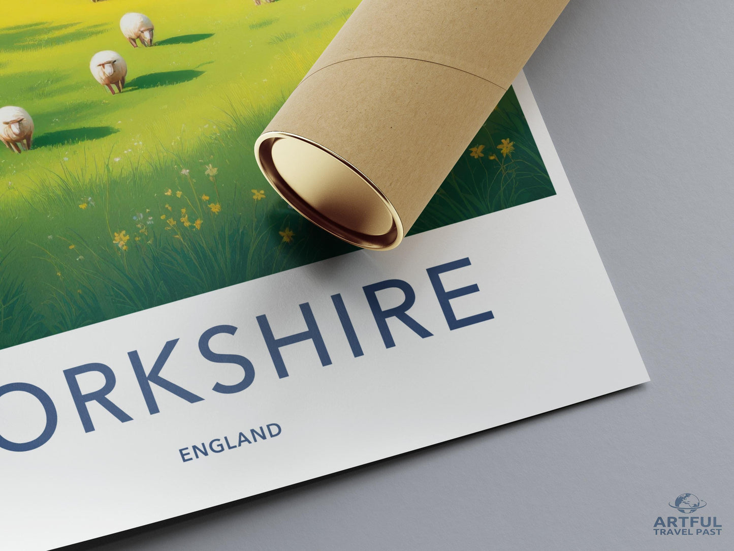 Yorkshire England Travel Poster, Vintage Style Wall Art, Farm Landscape Print, Pastoral Scene Decor, Eye Catching Print for Home
