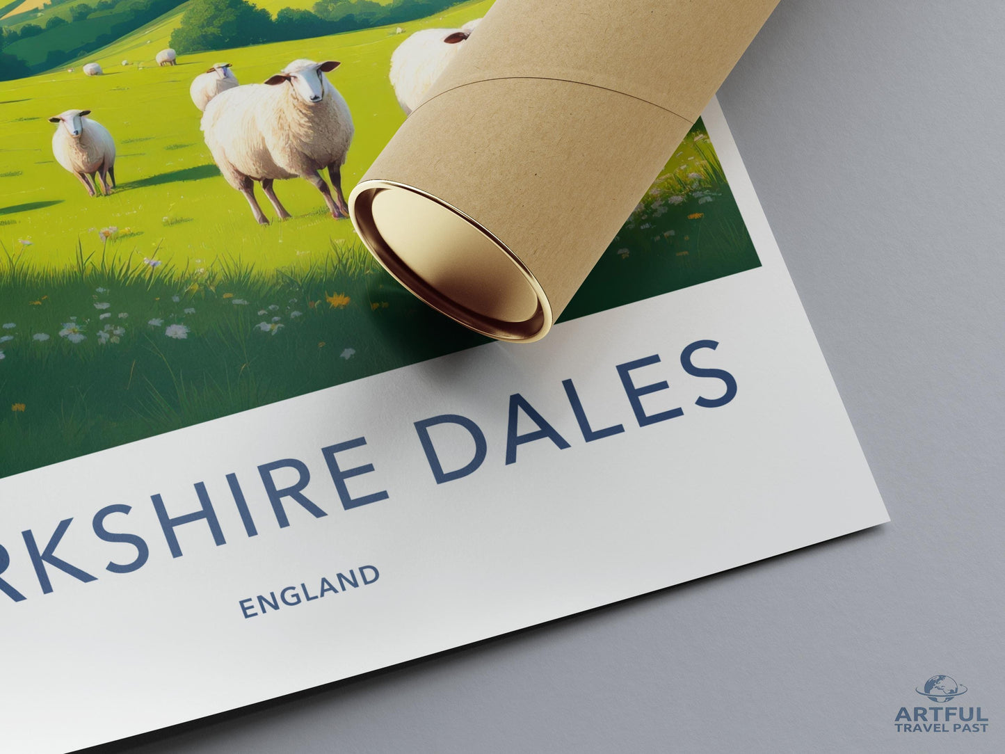 Yorkshire Dales poster, England travel art print, scenic countryside decor, wall art gift, vibrant landscape illustration, home decor