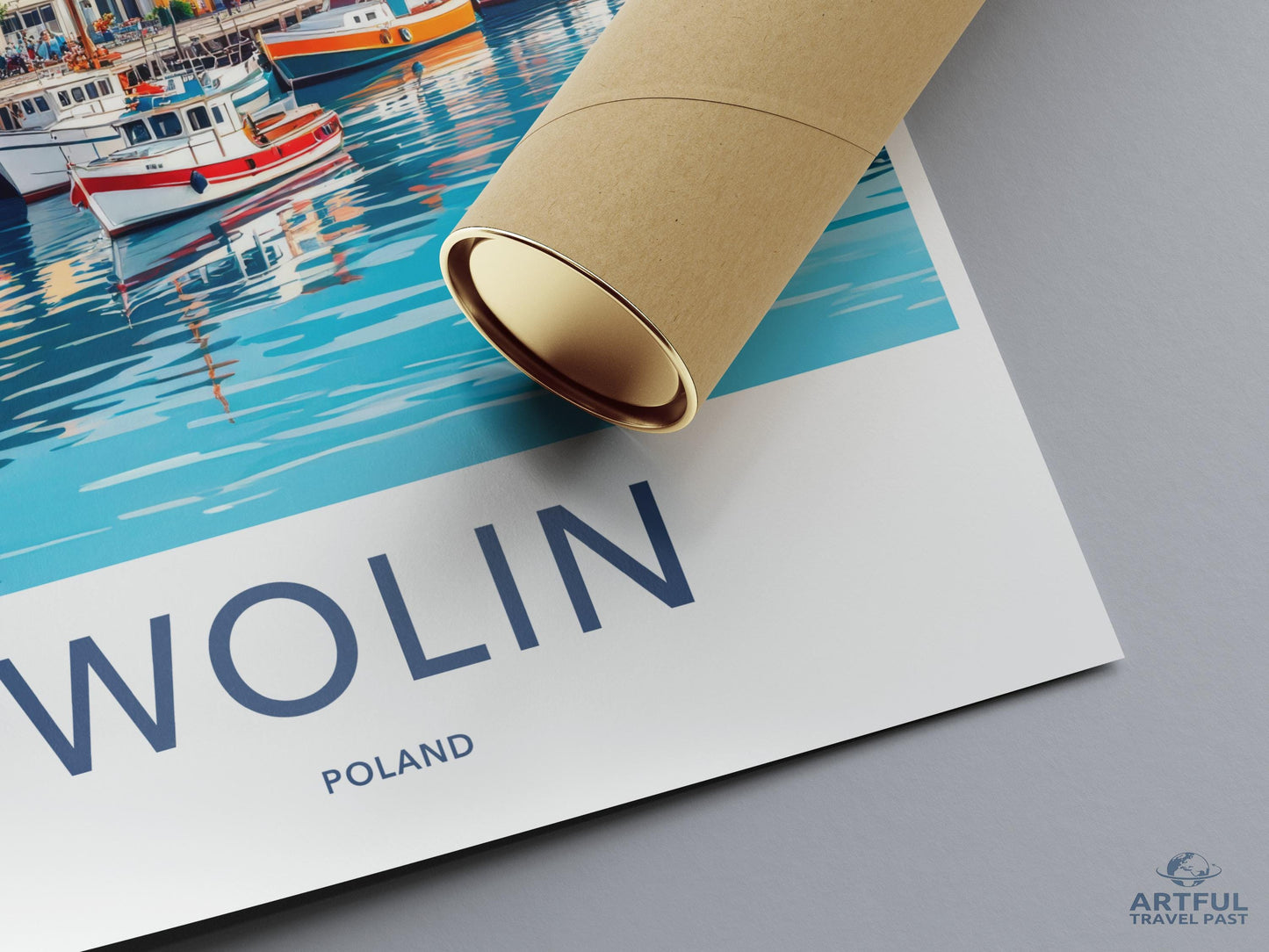 Wolin Poland Travel Poster, Coastal Wall Art, Nautical Decor, Scandinavian Maritime Print, Ocean Beach Scene, Retro Style Poster