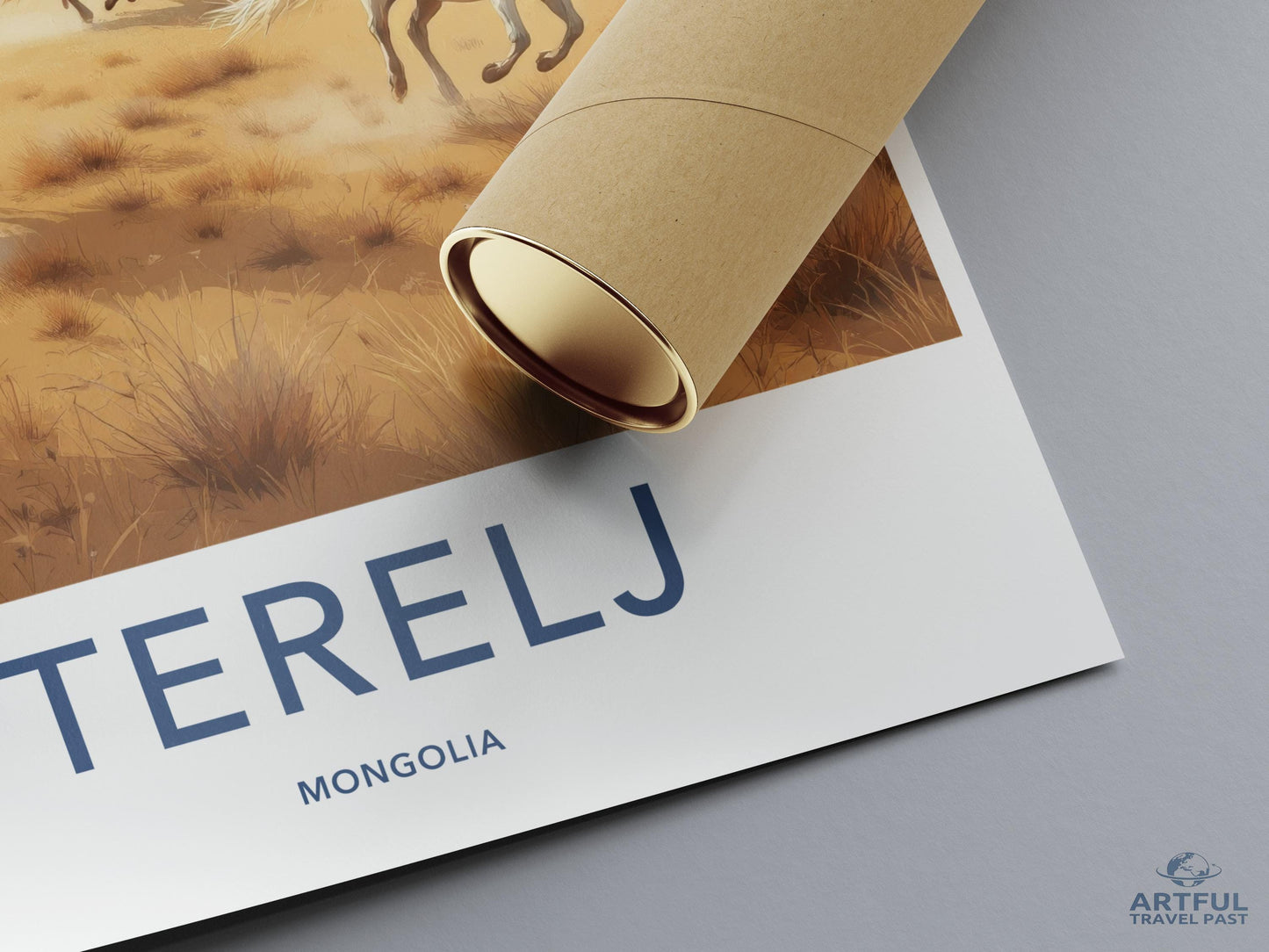 Mongolia Travel Poster, Terelj National Park Art Print, Vintage Style Wall Decor, Retro Travel Art, Mongolian Landscape Poster