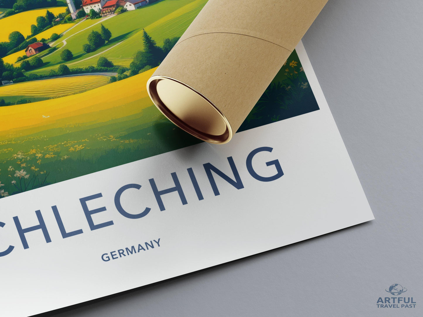 Cheching travel poster, vintage style wall art, retro Germany landscape print, decorative art, travel decor, unframed