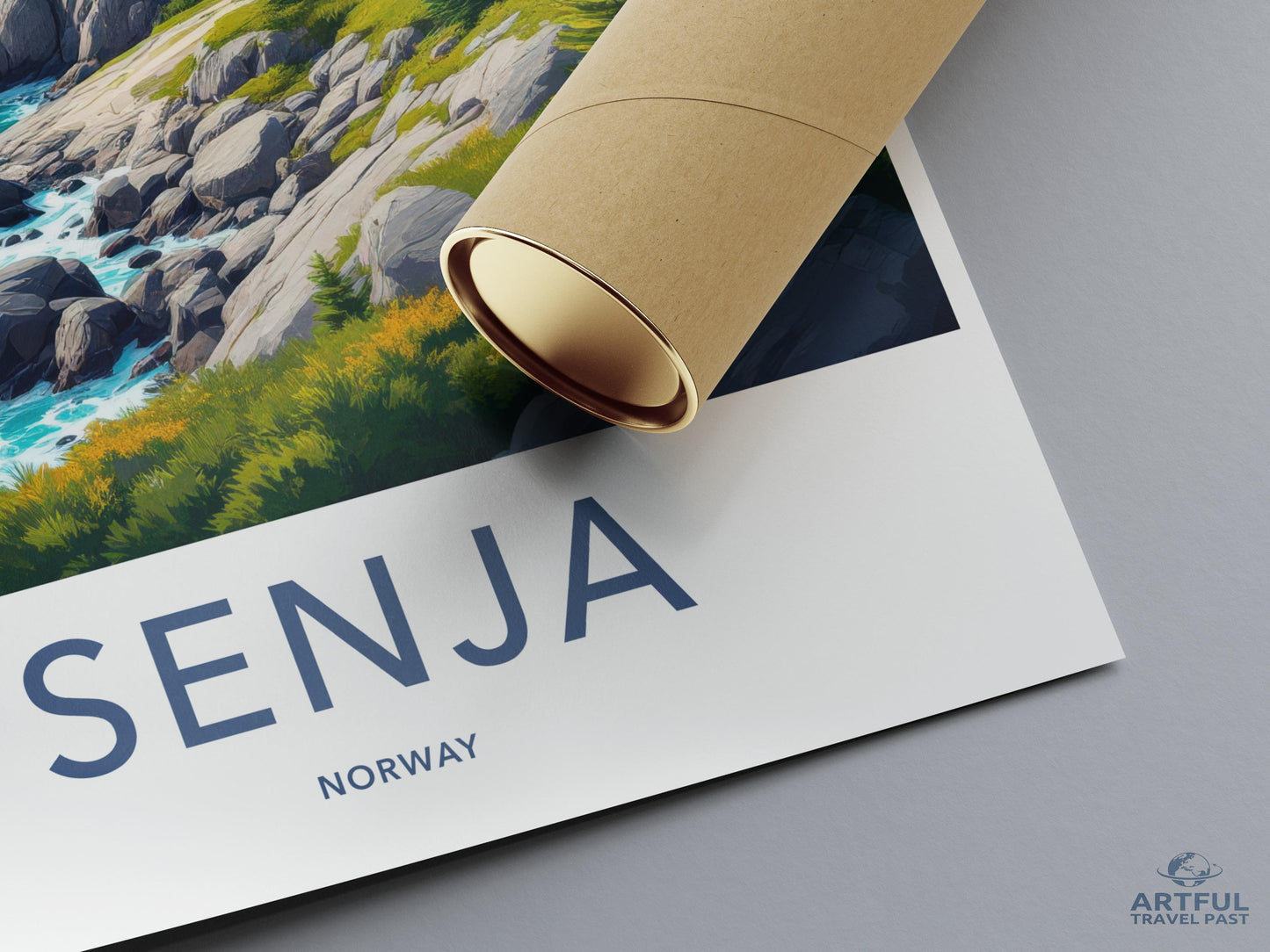 Senja Norway Travel Poster, Scenic Landscape Print, Artful Wall Decor, Nature Illustration, Travel Art, Nordic Wall Art