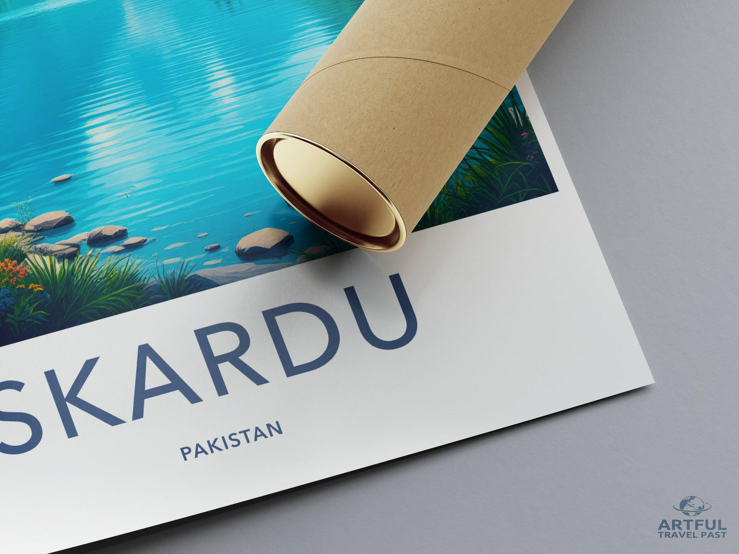 Skardu travel poster, Pakistan wall art, landscape print, vintage travel decor, nature lover gift, illustrated scenery, home decor