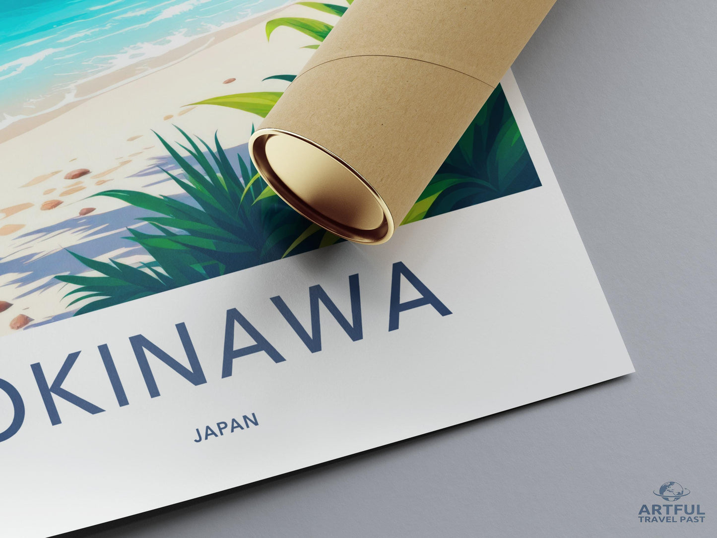 Okinawa Japan Beach Travel Poster, Tropical Seashore Art Print, Coastal Wall Decor, Summer Vacation Illustration, Island Wanderlust