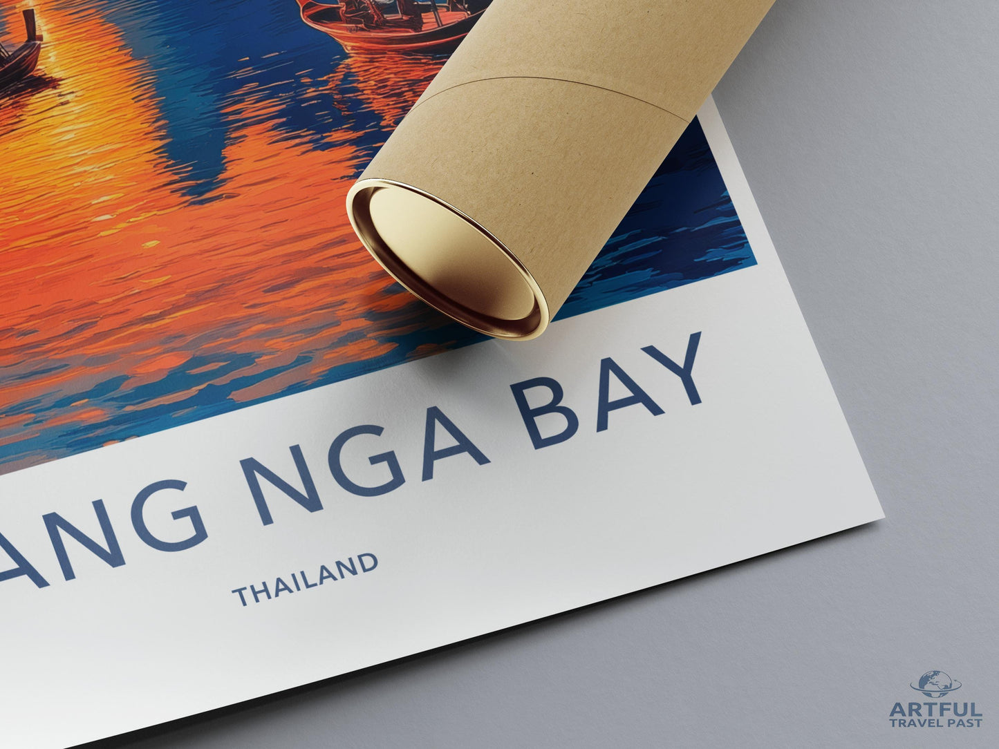 Phang Nga Bay Thailand Travel Poster, Coastal Wall Art, Beach Sunset Print, Vibrant Ocean Decor, Tropical Landscape Artwork