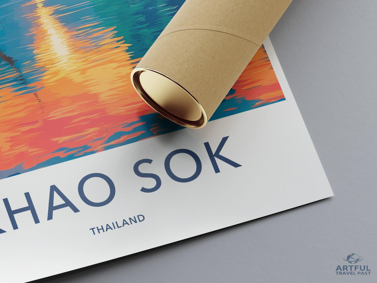 Thailand Travel Poster, Khao Sok National Park Print, Colorful Thailand Wall Art, Southeast Asia Landscape, Nature Travel Decor