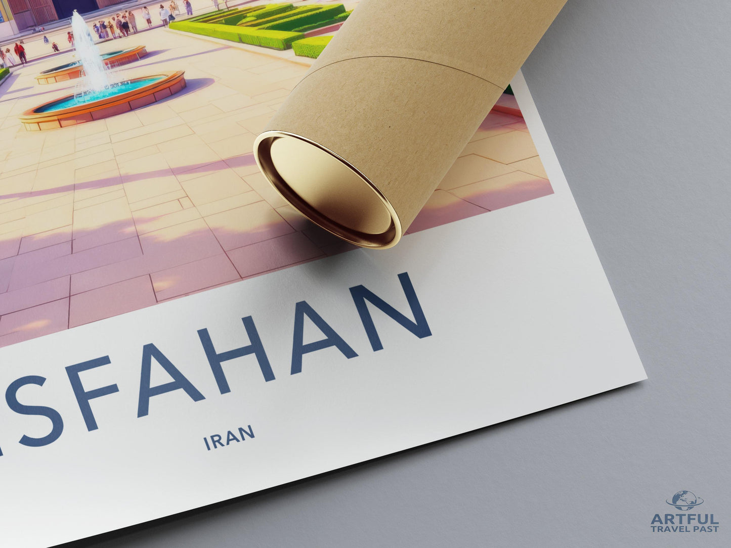 Isfahan Iran travel art print, Vintage city poster, Wall decor for living room, Retro tourism artwork, Persian architecture art