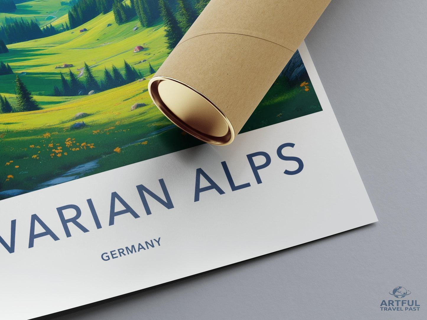 Bavarian Alps travel poster, Germany landscape wall art, scenic mountain print, vibrant nature decor, adventure gift