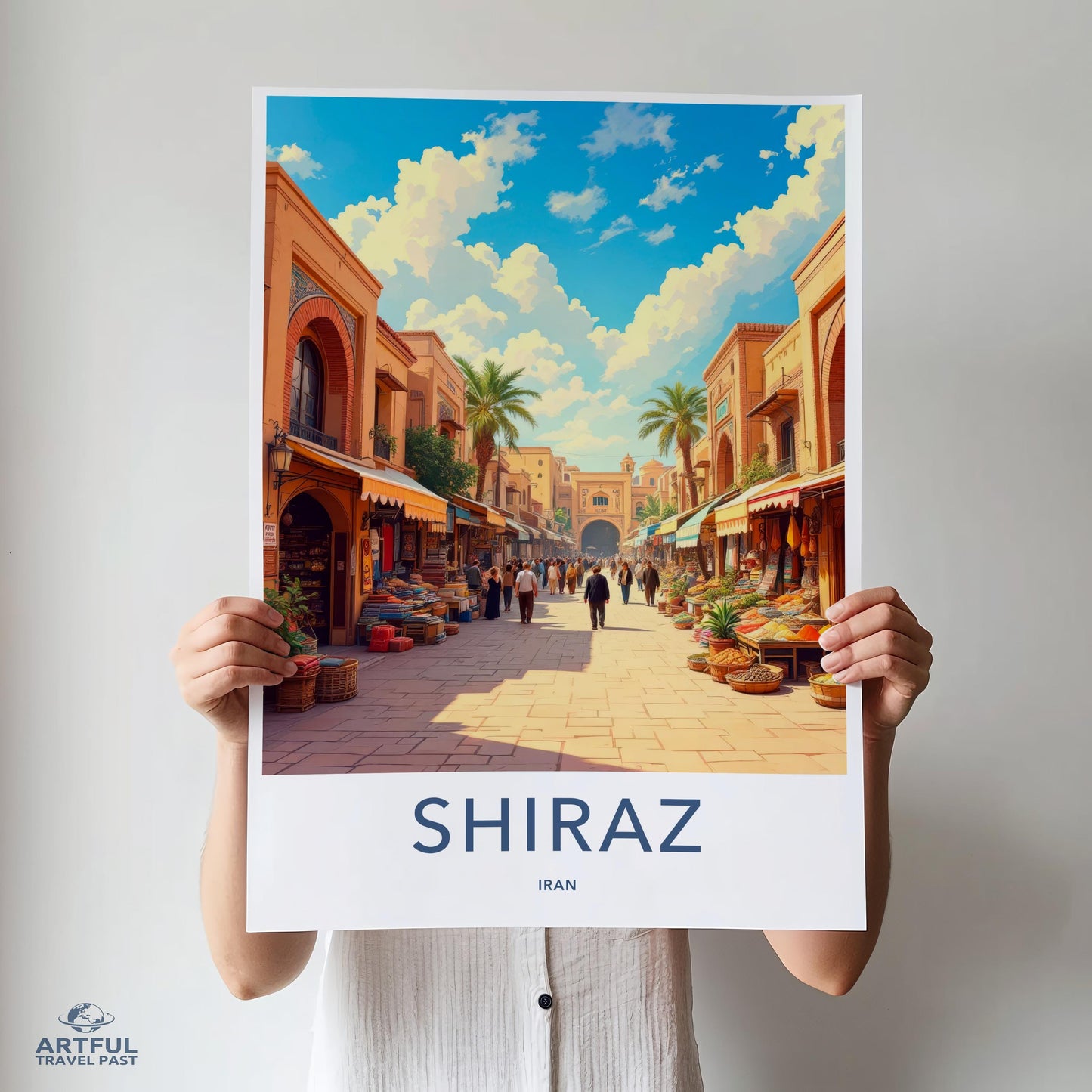 Shiraz Cityscape Wall Art, Travel Poster, Vintage Style Print, Iran Artwork, Home Decor, Gift Idea, Living Room Art