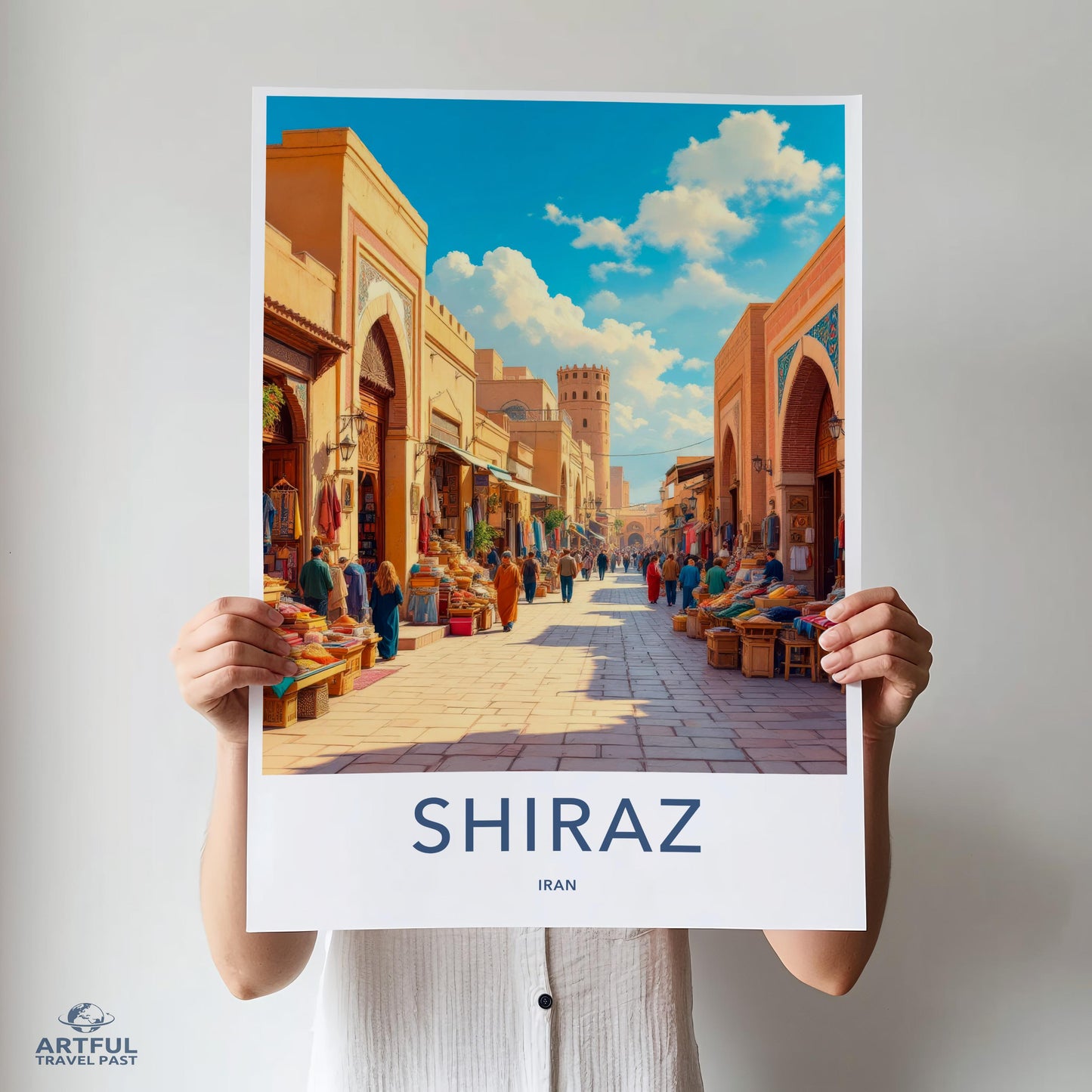 Shiraz City Market Print, Travel Poster of Shiraz, Colorful Wall Art, Persian Market Decor, Middle Eastern Cityscape, Iran Souvenir