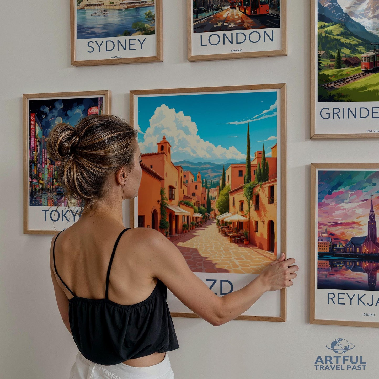 Artful Travel Poster Set, Framed Wanderlust Prints, Holiday Destination Wall Art, Travel Posters Gallery, World Cities Decor