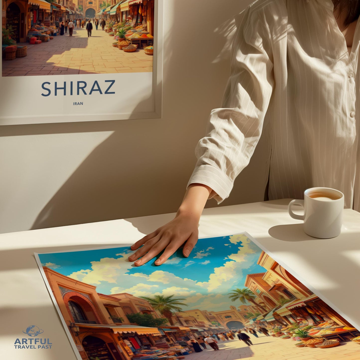 Shiraz Iran Vintage Travel Poster, Colorful Cityscape Artwork, Middle Eastern Decor, Wall Art Print, Gift for Travelers
