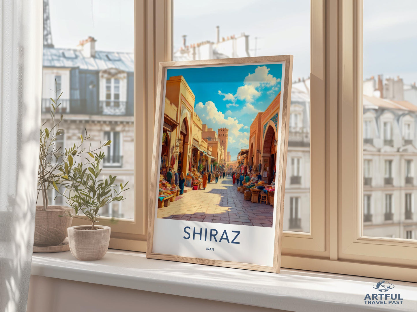 Vintage Shiraz Cityscape Print, Middle Eastern Wall Art, Unique Shiraz Souvenir, Historic Architecture Artwork, Persian Decor
