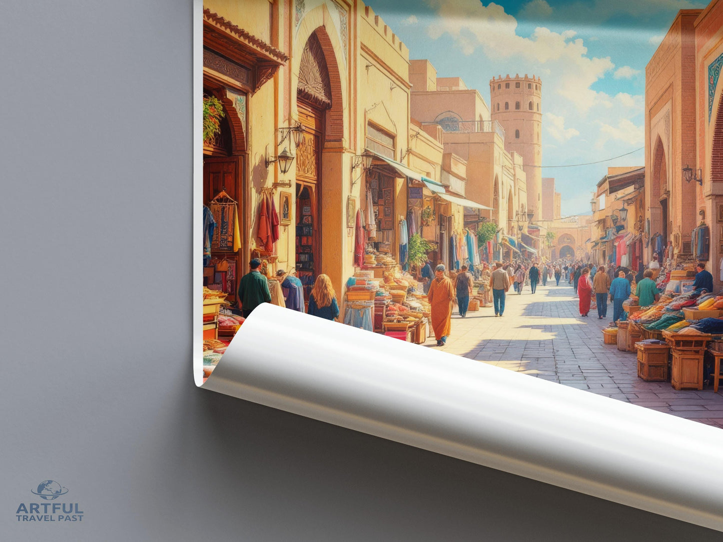 Vibrant Market Street Wall Art, Captivating City Print, Unique Travel Poster, Cultural Decor, Detailed Cityscape, Exotic Destination