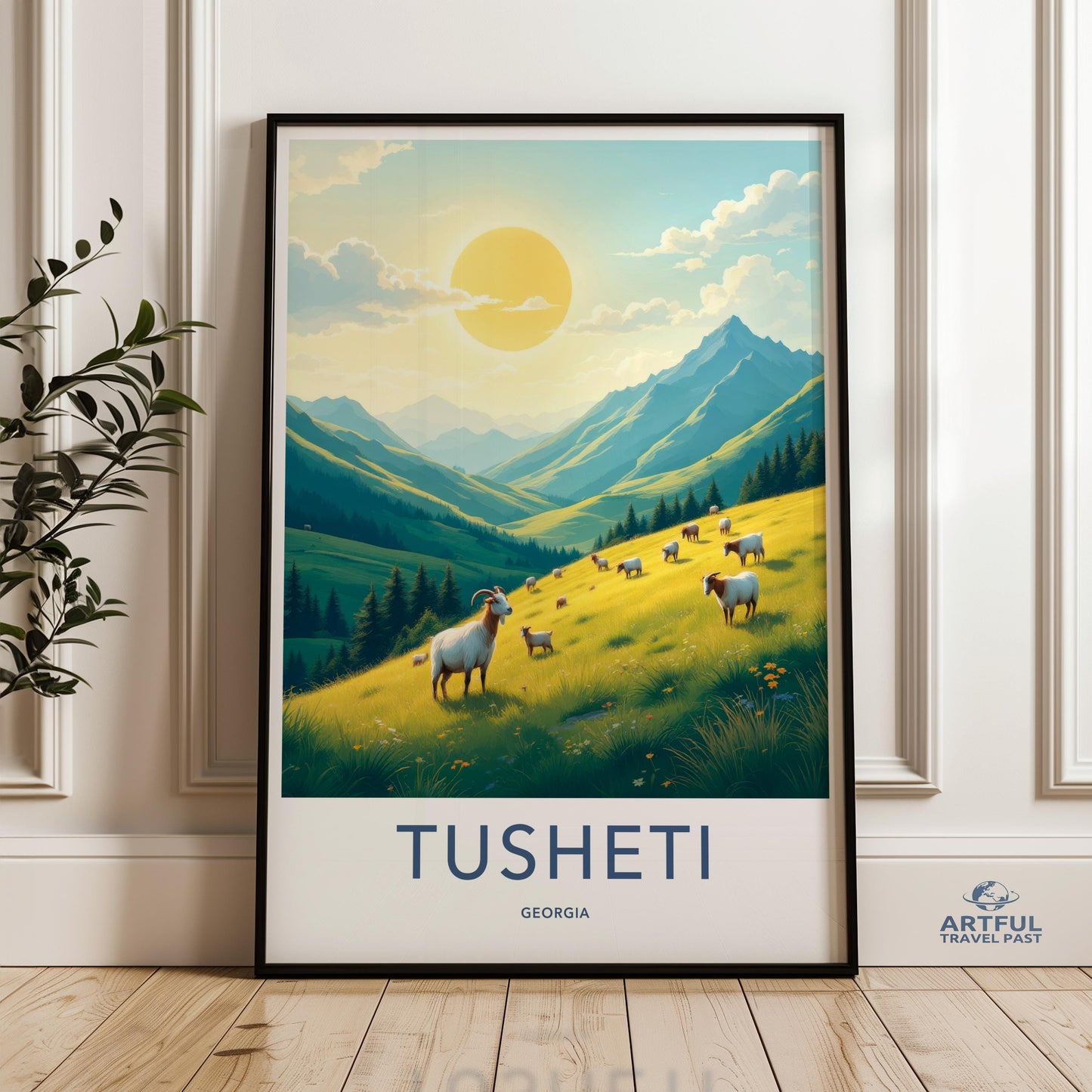 Tusheti Georgia Landscape Print, Sheep Pasture Mountain Scene Art, Sun Over Tusheti Decor, Scenic Georgia Wall Art