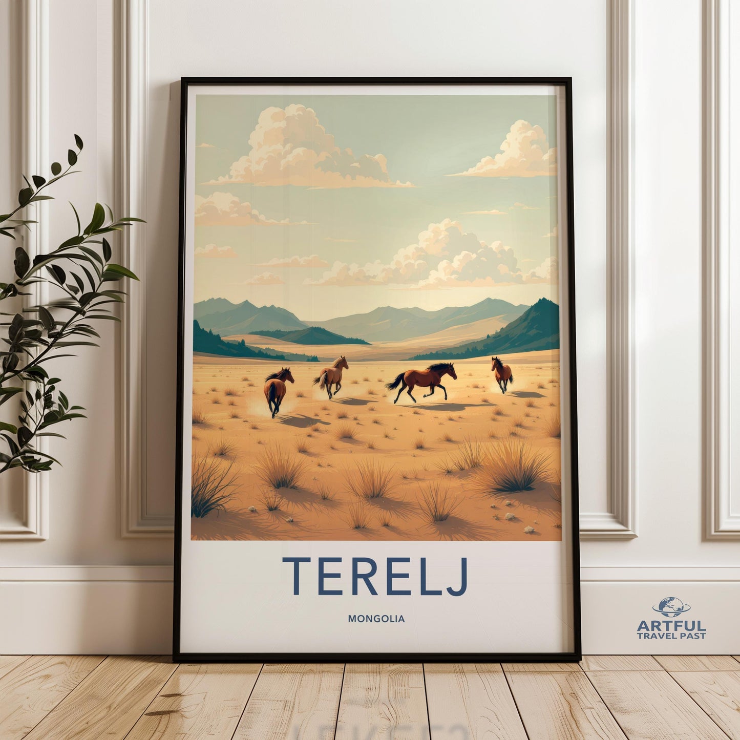 Mongolia National Park Wildlife Print, Terelj Horses Landscape Art, Scenic Nature Wall Decor, Travel Inspired Poster