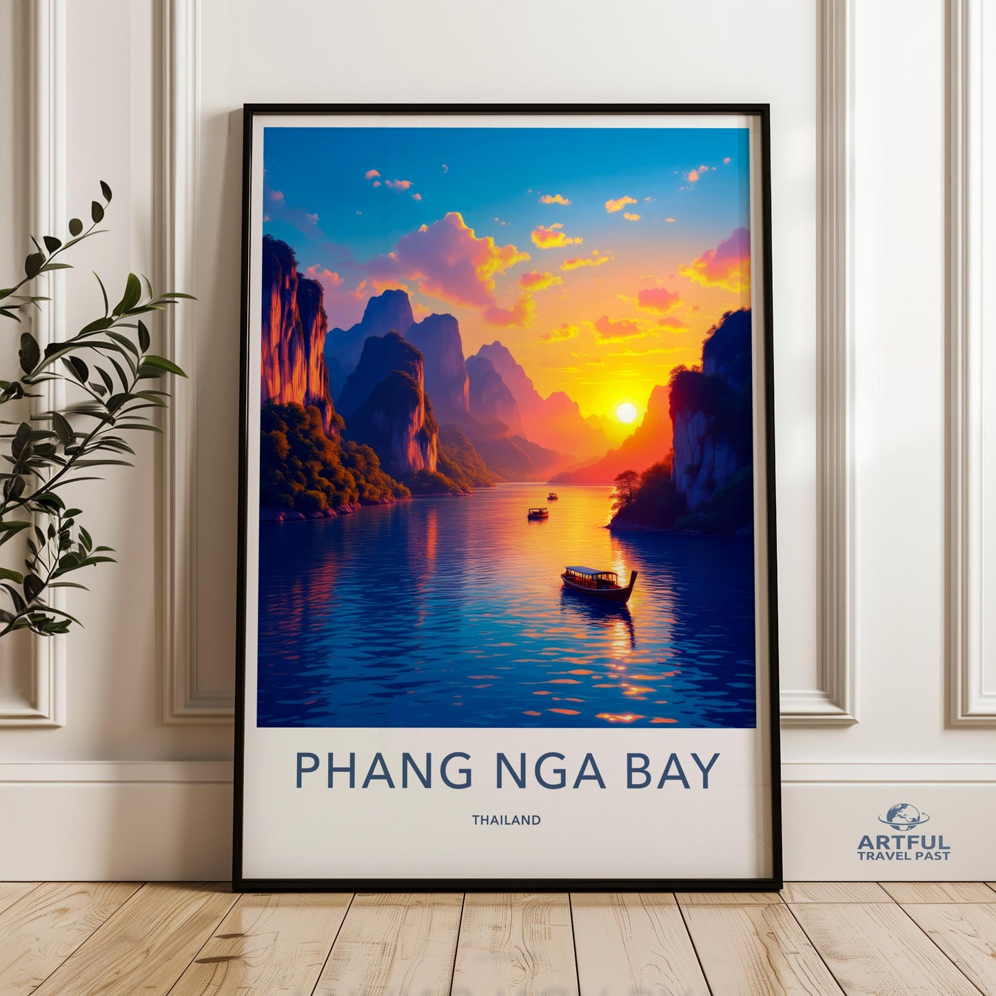 Phang Nga Bay Wall Art, Thailand Sunset Poster, Colorful Landscape Print, Scenic Nature Decor, Travel Photography Artwork