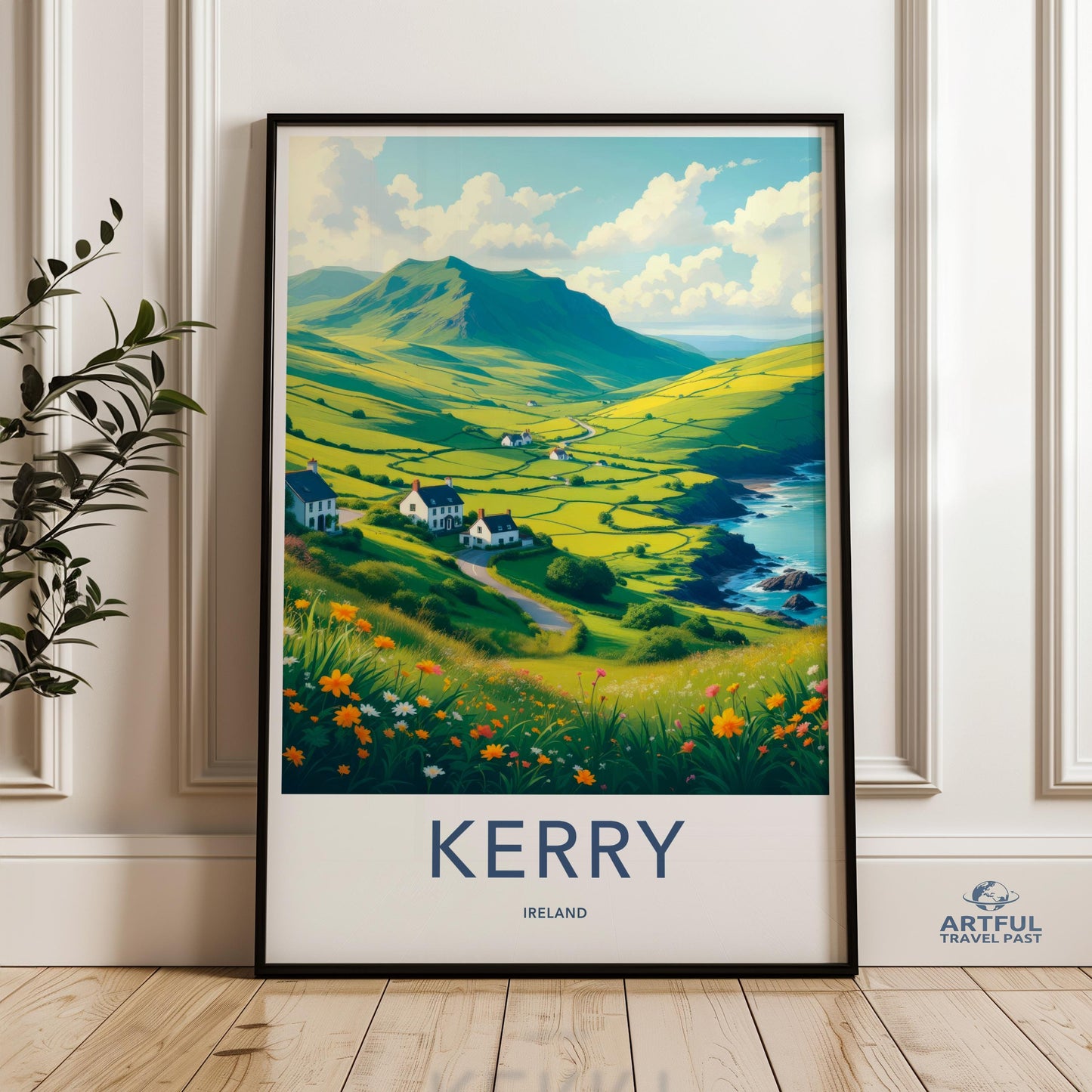Kerry Ireland Wall Art Print, Landscape Poster, Irish Countryside Artwork, Scenic Wall Decor, Ireland Mountains and Coast Print