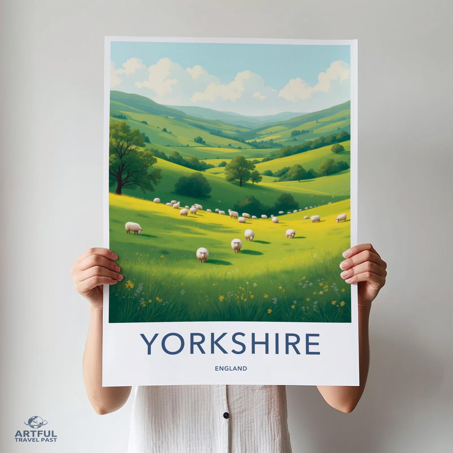 Yorkshire England Travel Poster, Scenic Countryside Print, Wall Art Decor, Landscape Poster, Home Decor, Living Room Art, Gift Idea