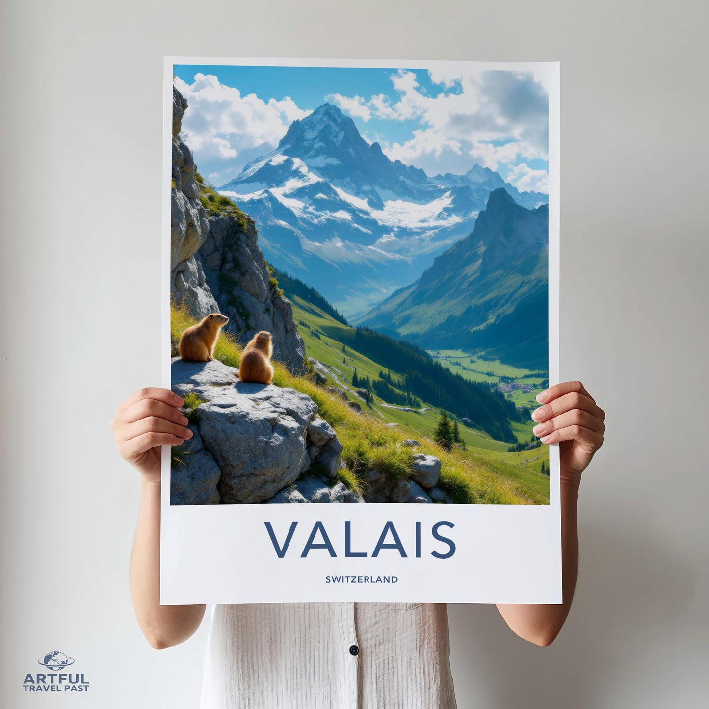 Swiss Alps Poster, Valais Switzerland Travel Art Print, Mountain Landscape Wall Decor, Nature Photography, Scenic Wall Art