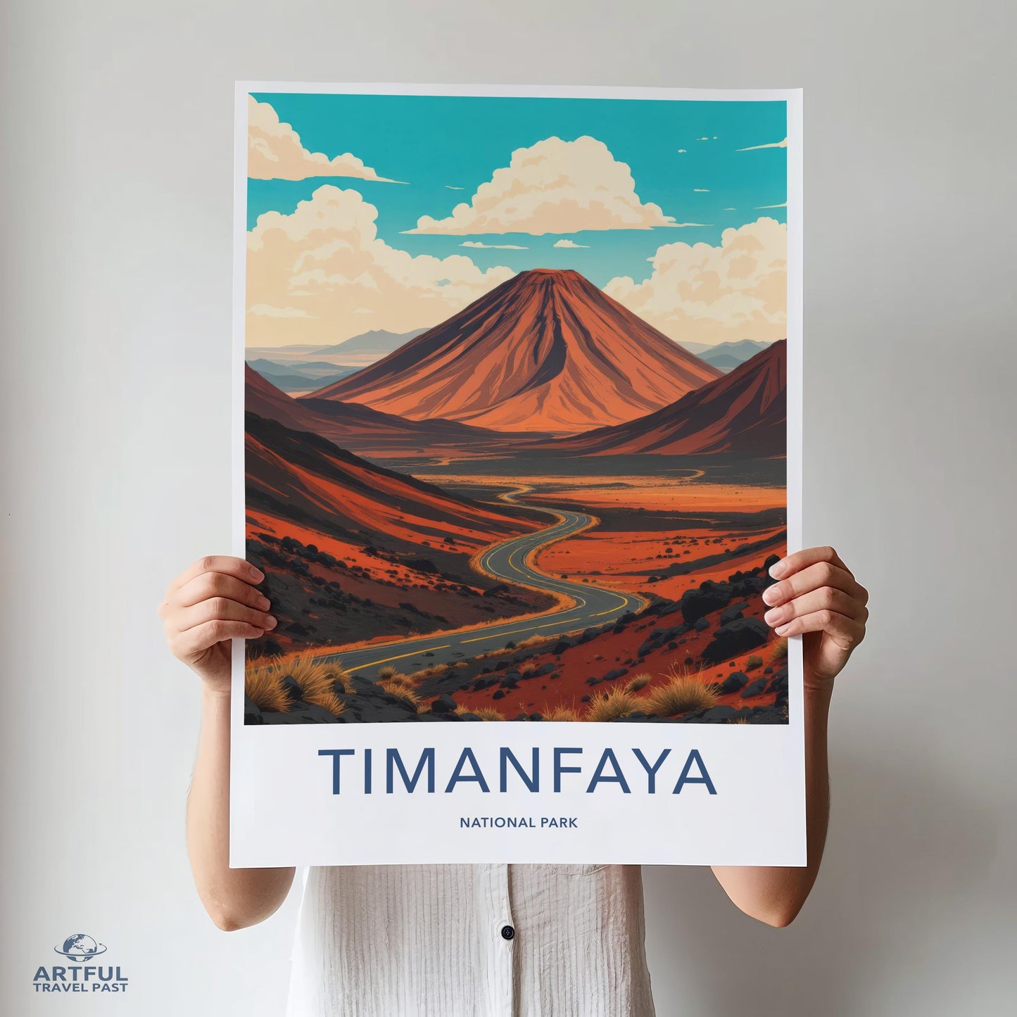 Timanfaya National Park Art Print, Volcano Landscape Poster, Minimalist Wall Art, Travel Poster, Modern Home Decor, Desert Scene Artwork