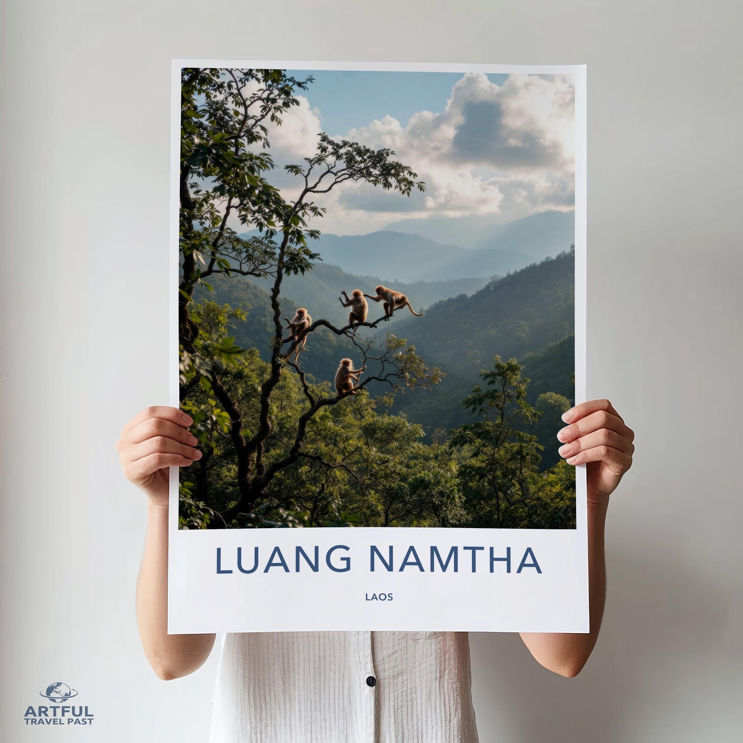 Luang Namtha travel poster, Laos wall art print, scenic landscape photography, nature lovers gift, adventure decor