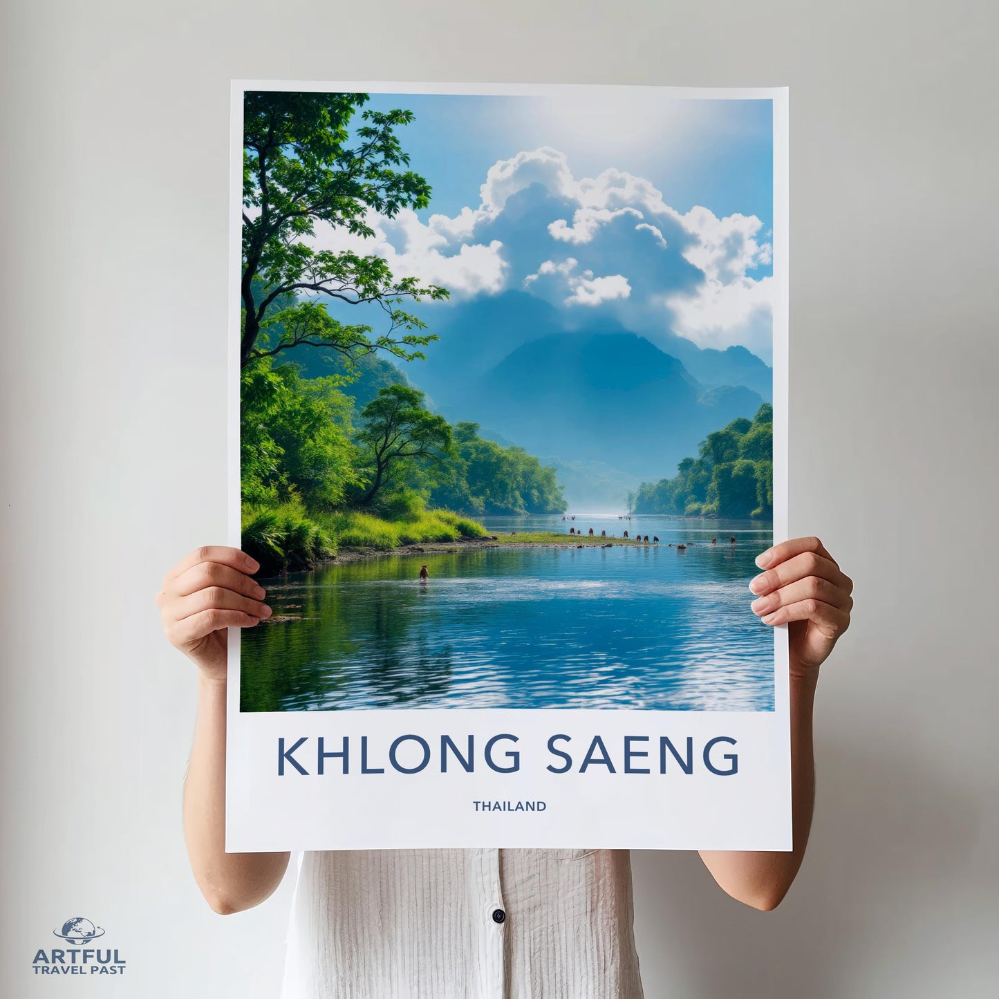 Thailand travel print, Khlong Saeng poster, nature wall art, landscape decor, scenic photography, travel gift idea, lake scenery