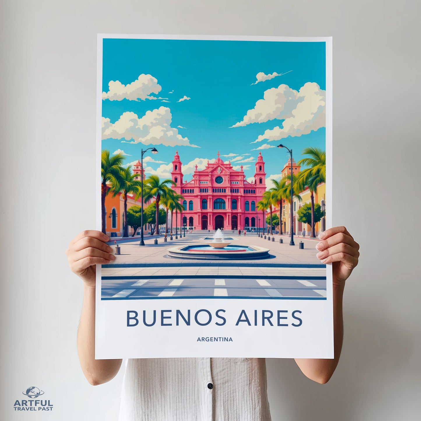 Buenos Aires Travel Poster, Argentina Art Print, Cityscape Wall Decor, Vibrant Urban Scene, Colorful Buildings, Modern Art