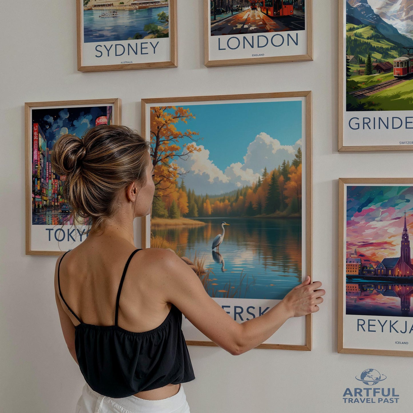 Travel poster gallery wall art, Iconic cityscape prints, Vintage travel posters, Living room decor, Set of 6 prints, Artful travel past