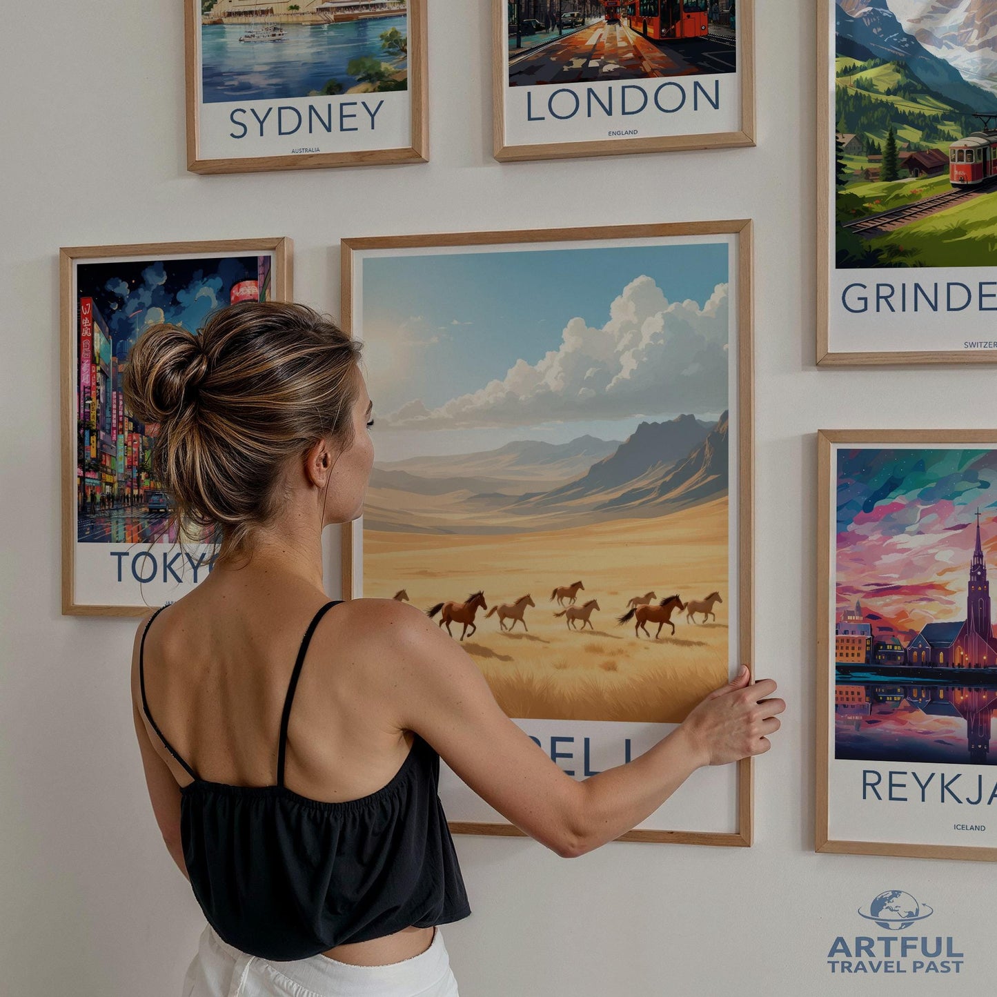 Travel posters set, Wall art for living room, Vintage travel prints, Artful Travel Past poster collection, Retro wall decor