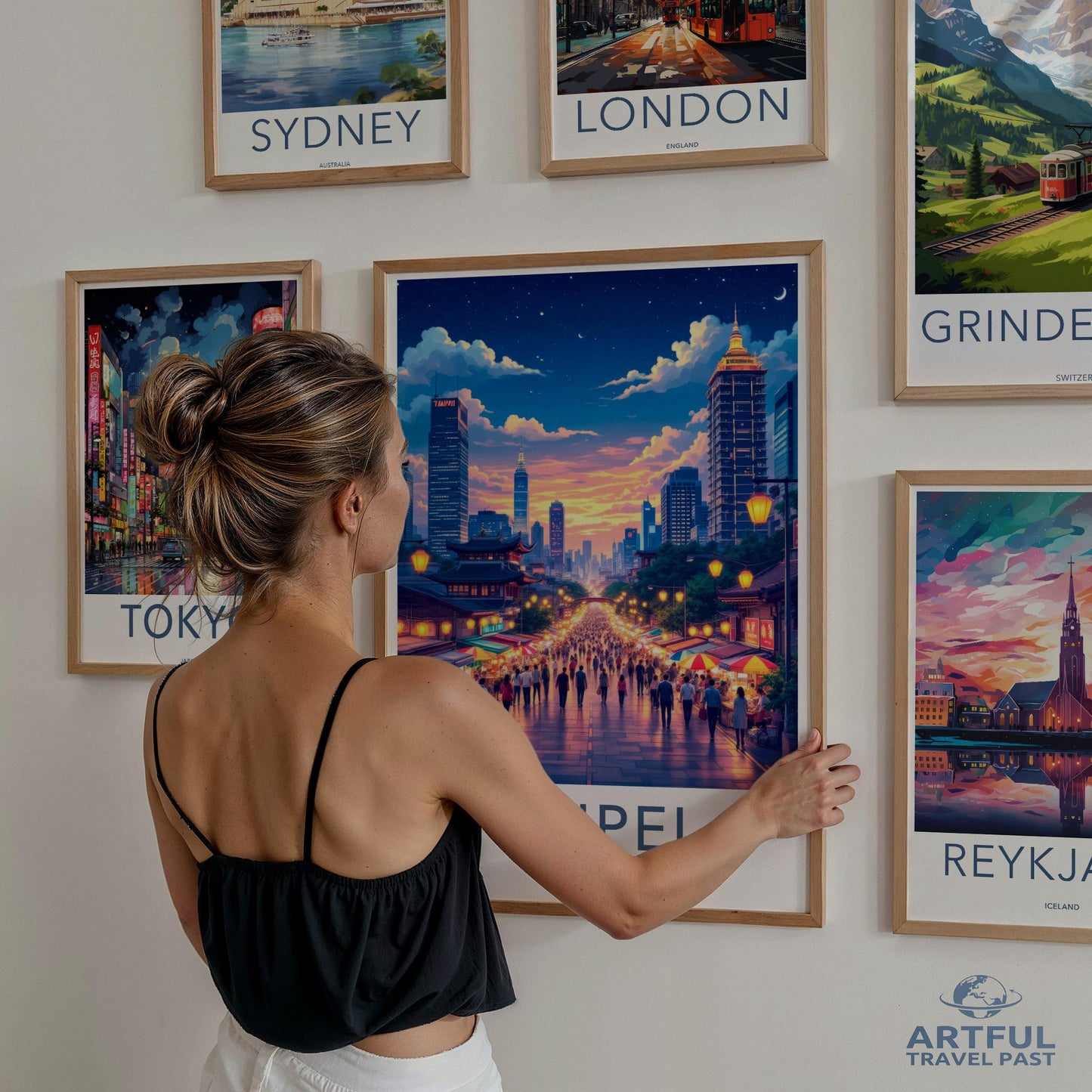 Cityscape Wall Art Prints, World Travel Posters, Modern Urban Skyline Decor, International Cityscape Painting, Living Room Art