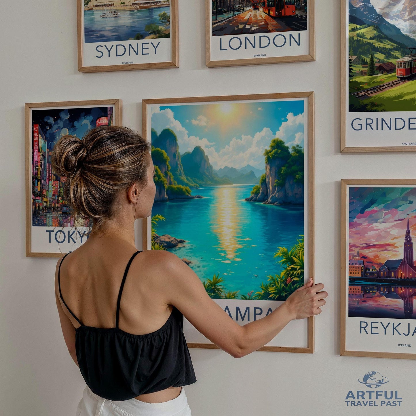 Scenic landscape wall art with frame, Colorful travel destination posters, Nature art print home decor, Travel-inspired artwork